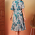 cotton teal abstract print a-line dress