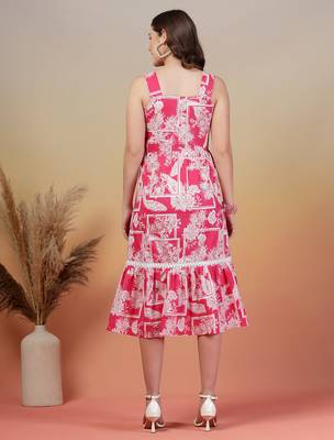 cotton pink abstract print dress 2