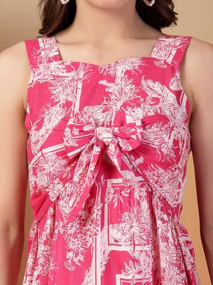 cotton pink abstract print dress 3