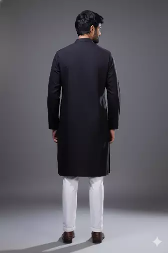 Black silk kurta trouser for men's