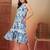 cotton sky blue abstract print dress