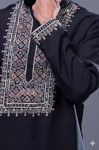 Black silk kurta trouser for men's