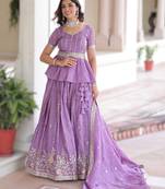 VIOLET Premium Designer Gold Crush Sequins Embroidered  Lehenga Choli Set