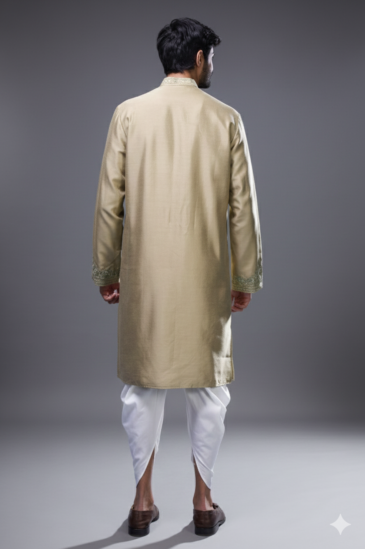 Brown silk kurta patiala for men's