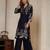 Navy blue printed rayon  Kurta pant and palazzo set