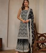 Sparkle black embroidered georgette  Kurta Palazzo and dupatta set