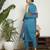 Dark cyan embroidered silk  Kurta pant  with dupatta set