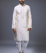 White silk kurta patiala for men's