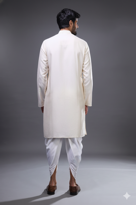 White silk kurta patiala for men's 2