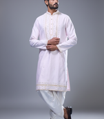 Pink silk kurta patiala for men's