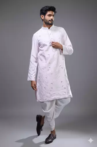 Pink silk kurta patiala for men's