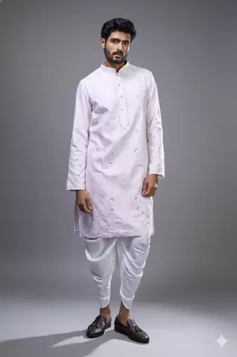 Pink silk kurta patiala for men's