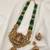 Royal temple lakshmi gold-plated bridal haram necklace set with jhumka earrings, green beads, traditional jewelry