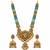 Royal temple lakshmi gold-plated bridal haram necklace set with jhumka earrings, green beads, traditional jewelry