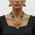 Royal temple lakshmi gold-plated bridal haram necklace set with jhumka earrings, green beads, traditional jewelry