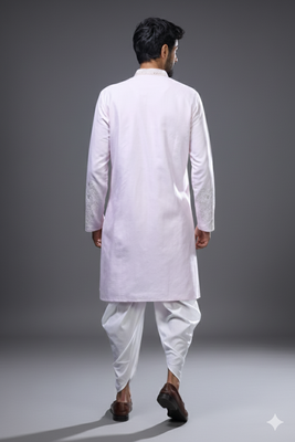 Pink silk kurta patiala for men's 3