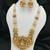 Antique gold-plated temple lakshmi haram necklace set with white beads & jhumka earrings