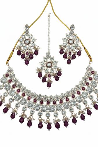 Royal  stone bridal necklace set for women | traditional gold-plated ethnic indian jewelry