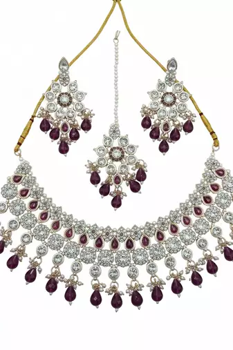 Royal  stone bridal necklace set for women | traditional gold-plated ethnic indian jewelry