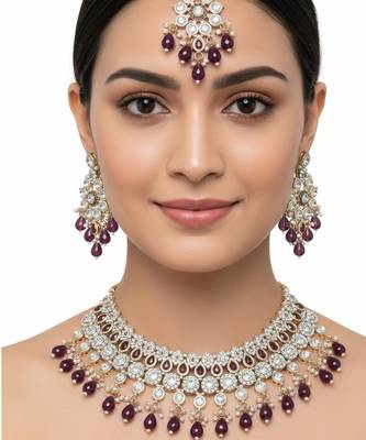 Royal  stone bridal Necklace :: set for women | traditional gold-plated ethnic indian jewelry 2