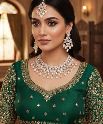 White stone bridal Necklace :: set for women | traditional gold-plated ethnic indian jewelry 2