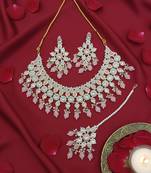 Pink stone bridal necklace set for women | traditional gold-plated ethnic indian jewelry