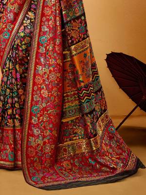 Black Pashmina Cotton Silk Saree With Diaphanous Saree With Blouse For Women 5