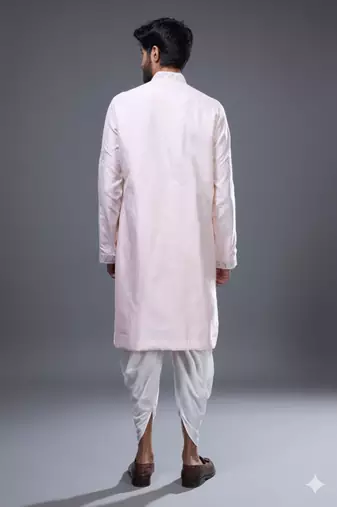 Pink silk kurta patiala for men's