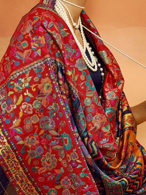 Blue Pashmina Cotton Silk Saree With Diaphanous Saree With Blouse For Women 4