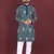 Teal sequence work soft silk straight kurta pyjama