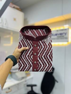 Maroon sequence work soft silk straight kurta pyjama 2
