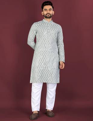 Light green sequence work soft silk straight kurta pyjama 1