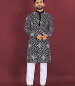 Black sequence work soft silk straight kurta pyjama
