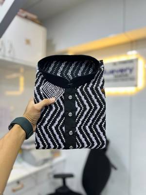 Black sequence work soft silk straight kurta pyjama 2