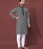 Black sequence work soft silk straight kurta pyjama