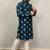 Teal sequence work soft silk straight kurta pyjama