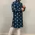 Teal sequence work soft silk straight kurta pyjama