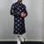 Navy blue sequence work soft silk straight kurta pyjama