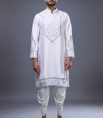 White silk kurta patiala for men's