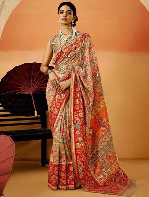 Grey Pashmina Cotton Silk Saree With Diaphanous Saree With Blouse For Women 1