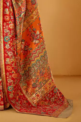 Grey Pashmina Cotton Silk Saree With Diaphanous Saree With Blouse For Women