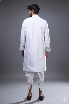 White silk kurta patiala for men's 2