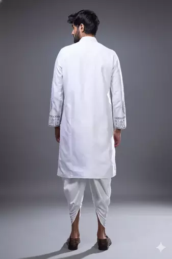 White silk kurta patiala for men's