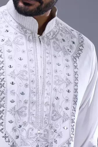 White silk kurta patiala for men's