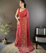 red georgette sequence attractive foil print fancy georgette saree