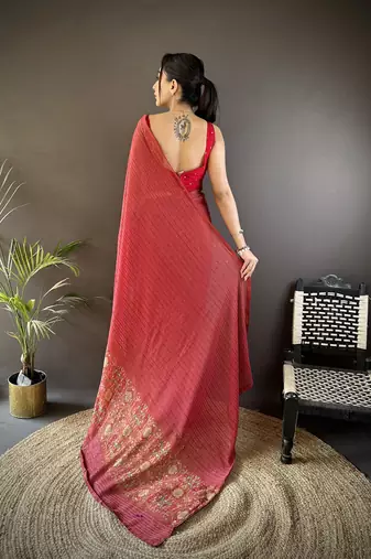 red georgette sequence attractive foil print fancy georgette saree