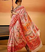Pink Pashmina Cotton Silk Saree With Diaphanous Saree With Blouse For Women
