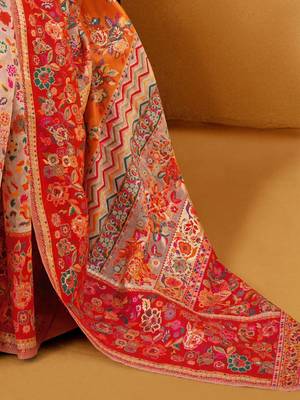 Pink Pashmina Cotton Silk Saree With Diaphanous Saree With Blouse For Women 5