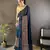 blue georgette sequence attractive foil print fancy georgette saree
