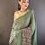 mehendi green georgette sequence attractive foil print fancy georgette saree
